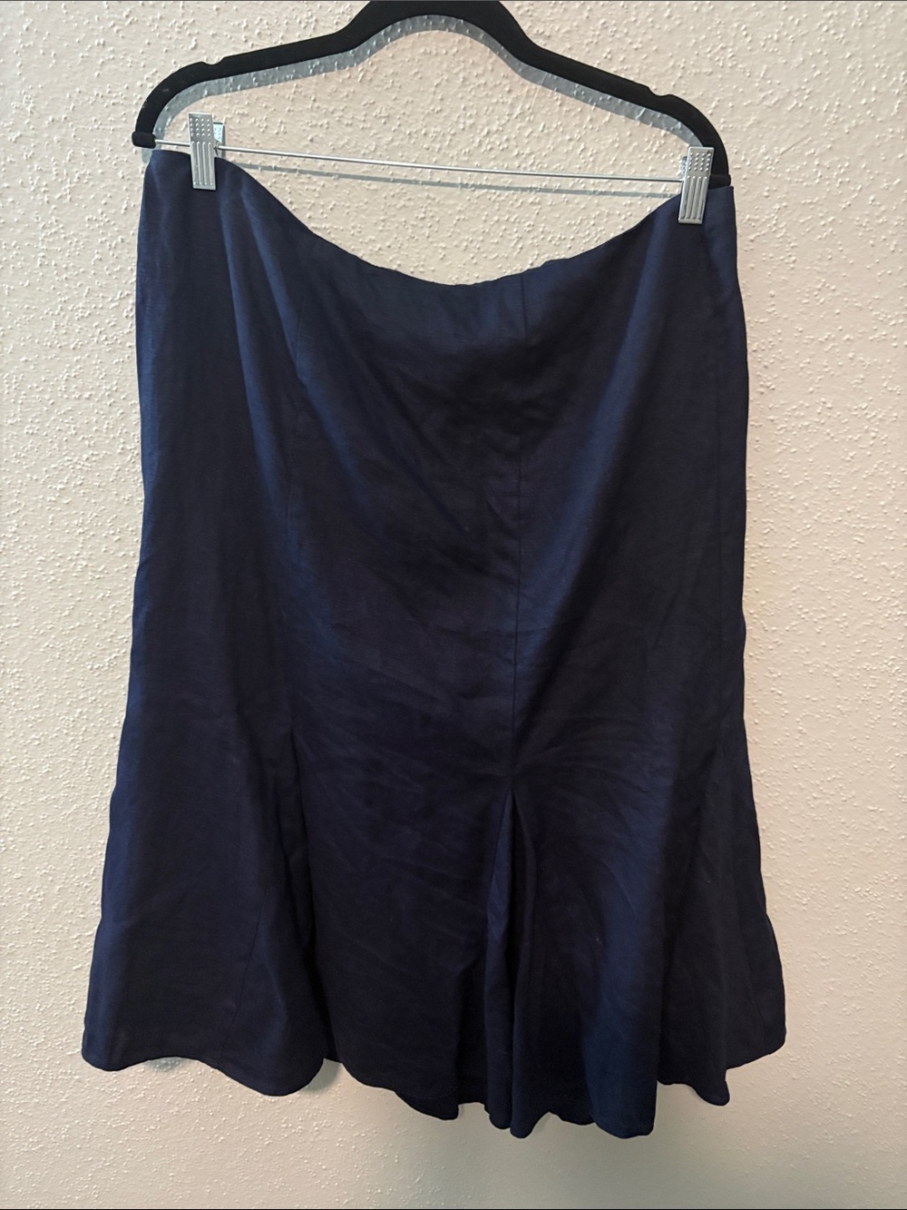 Lauren Ralph Lauren Navy A-Line Linen Midi Skirt